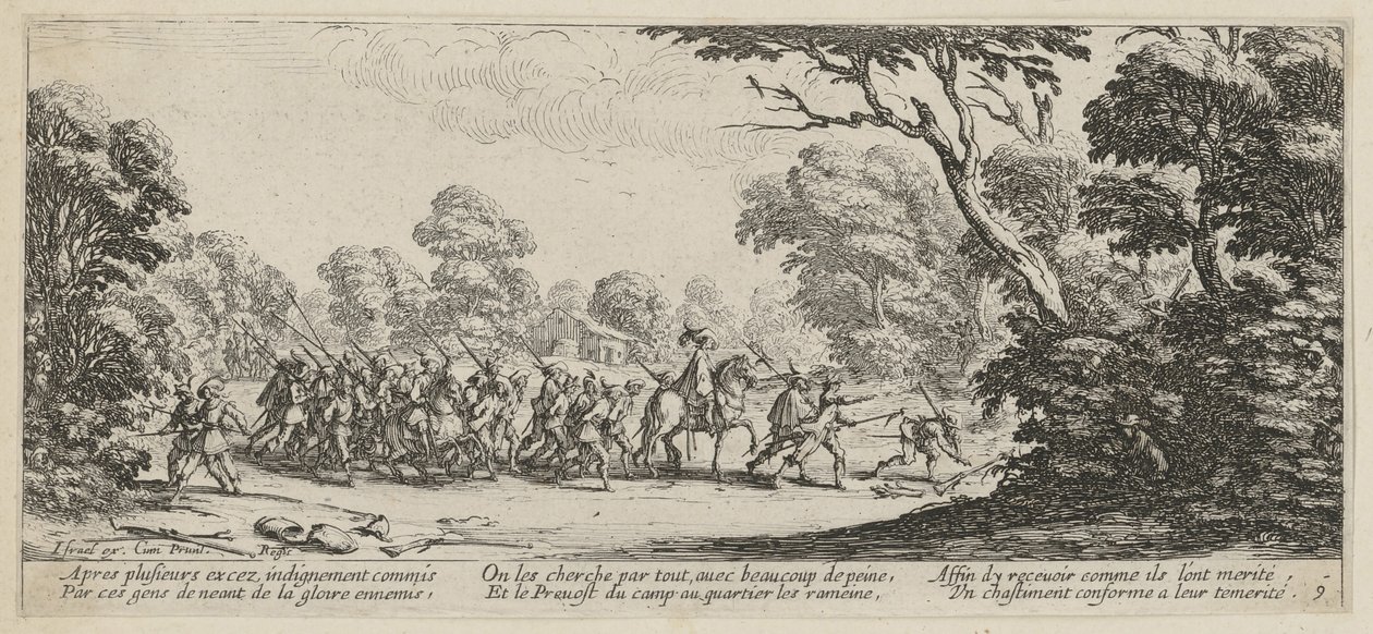 El descubrimiento de los criminales, página 9 del episodio «Los horrores de la guerra» de Jacques Callot