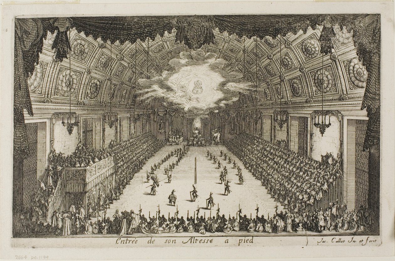 Entrada de Su Alteza a Pie, del Combate en la Barrera de Jacques Callot
