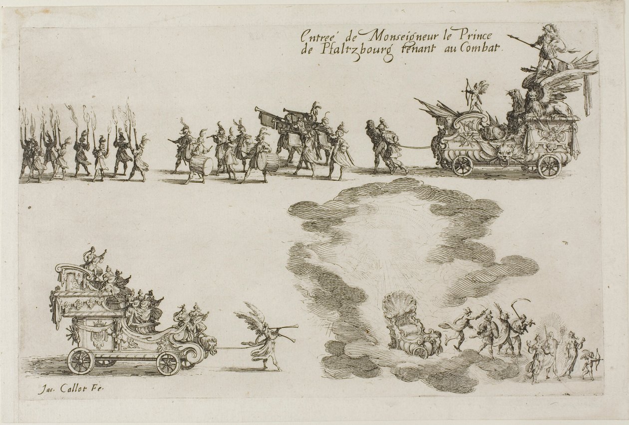Entrada del Monseñor el Príncipe de Phalsbourg, Defensor en el Combate, de El combate en la barrera de Jacques Callot