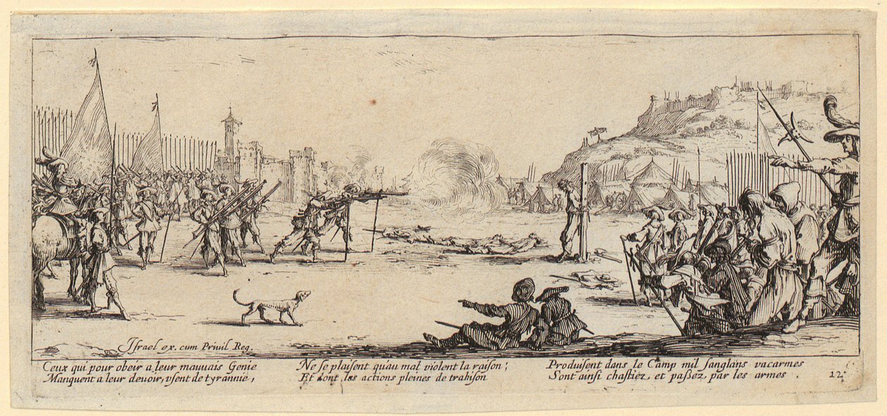 Fusilamiento, página 12 de la serie «Los horrores de la guerra» de Jacques Callot