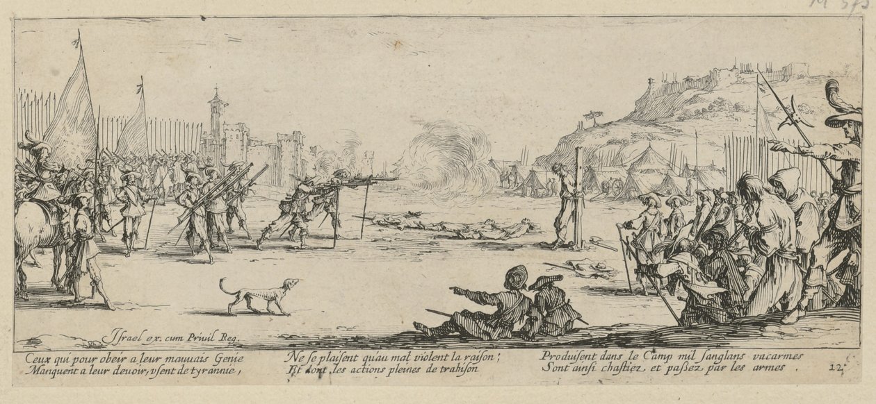 Fusilamiento, página 12 de la serie «Los horrores de la guerra» de Jacques Callot