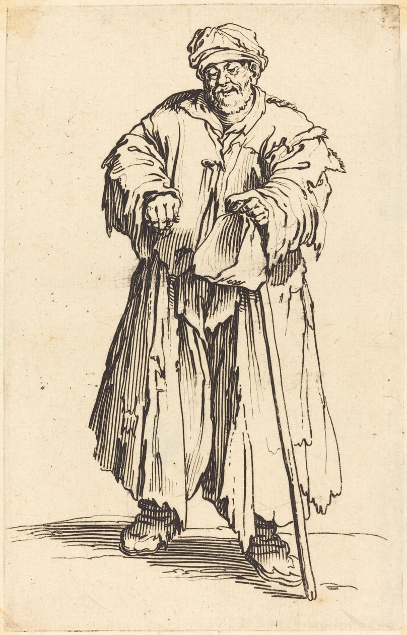 Mendigo Gordo con la Mirada Baja de Jacques Callot