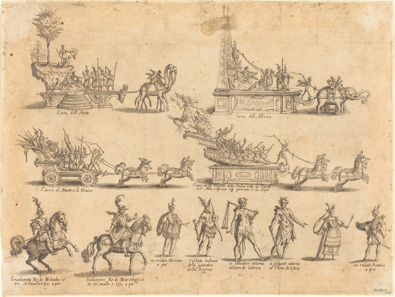 Carrozas y participantes de Jacques Callot