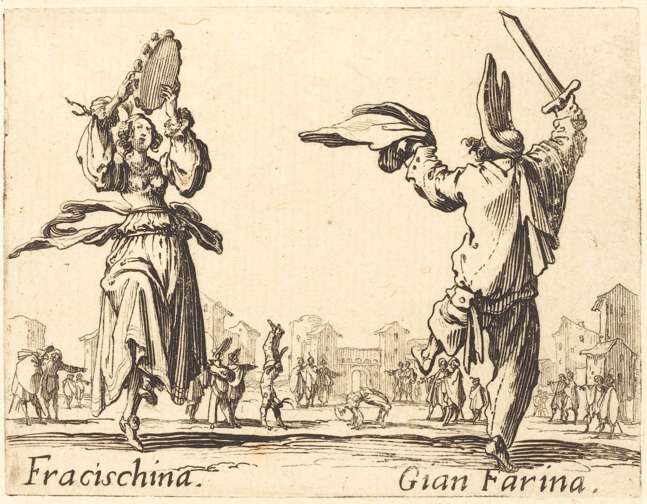 Fracischina y Gian Farina, c. 1622 de Jacques Callot