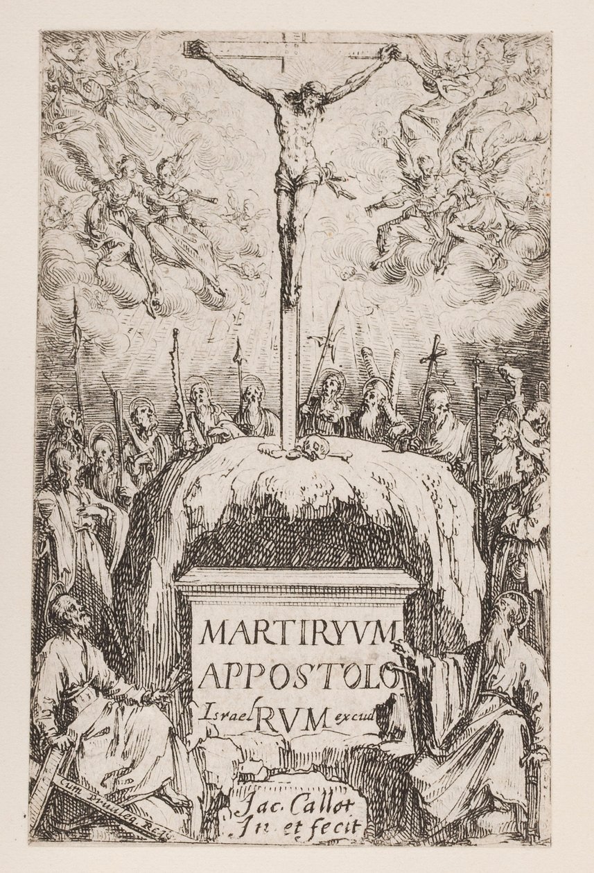 Frontispicio; N° 1 del Martirio de los Apóstoles de Jacques Callot
