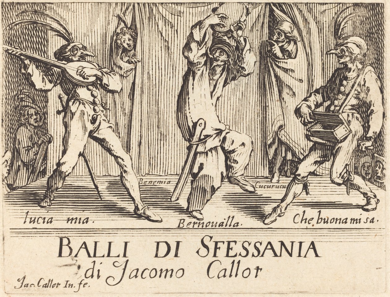 Frontispicio para "Balli di Sfessania" de Jacques Callot
