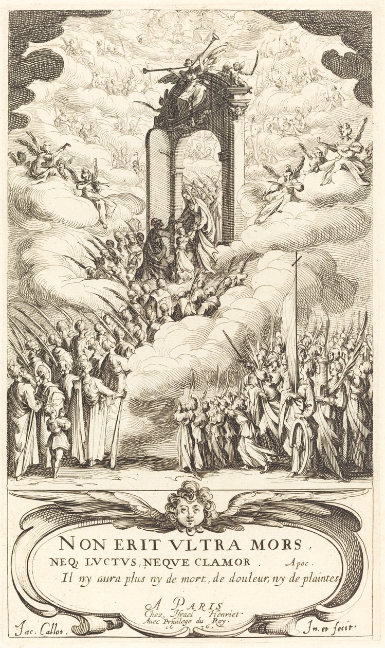 Frontispicio para "El calendario de los santos" de Jacques Callot