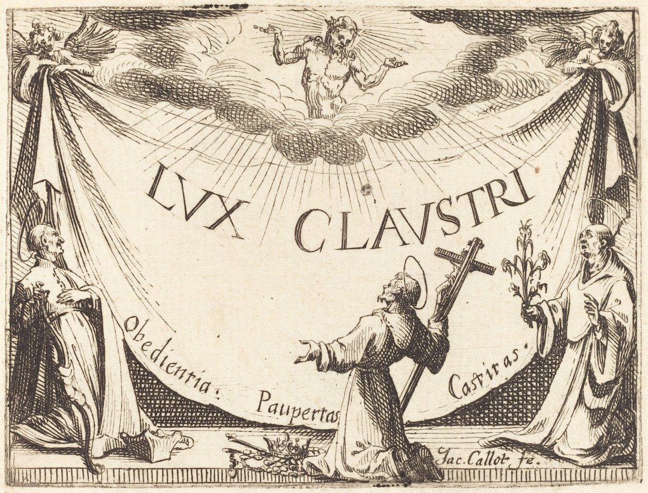 Frontispicio para "La luz del claustro" de Jacques Callot