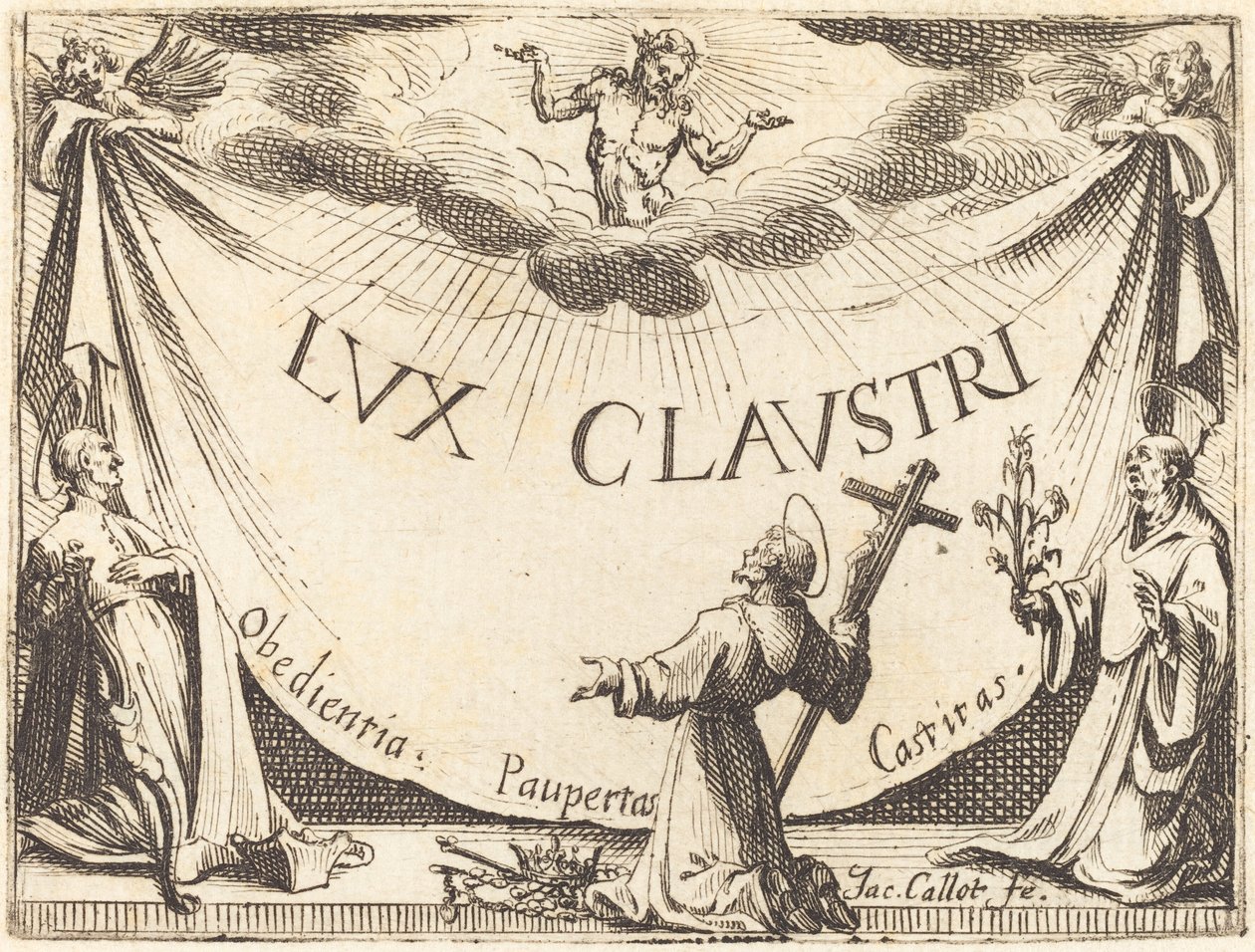 Frontispicio para "La luz del claustro" de Jacques Callot