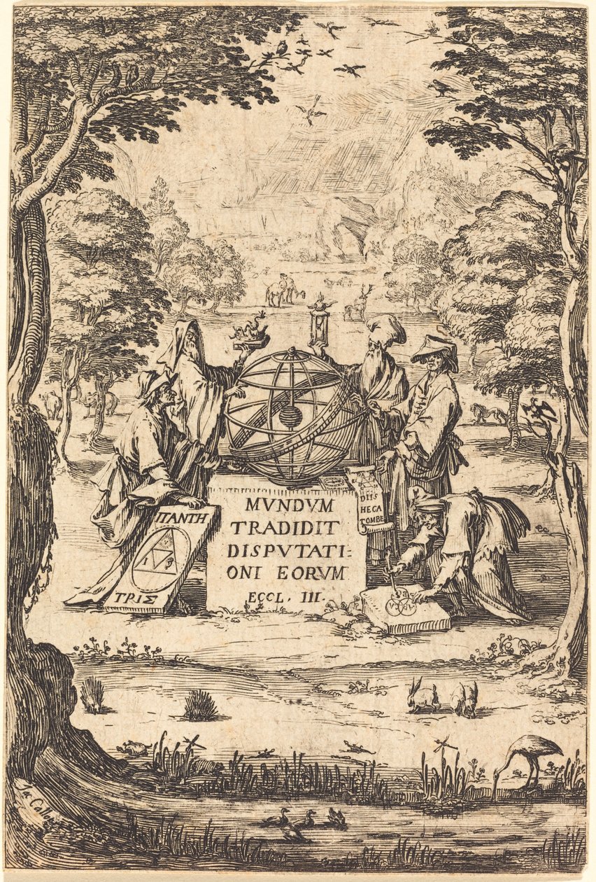 Frontispicio para la Sagrada Cosmología con Astrólogos de Jacques Callot