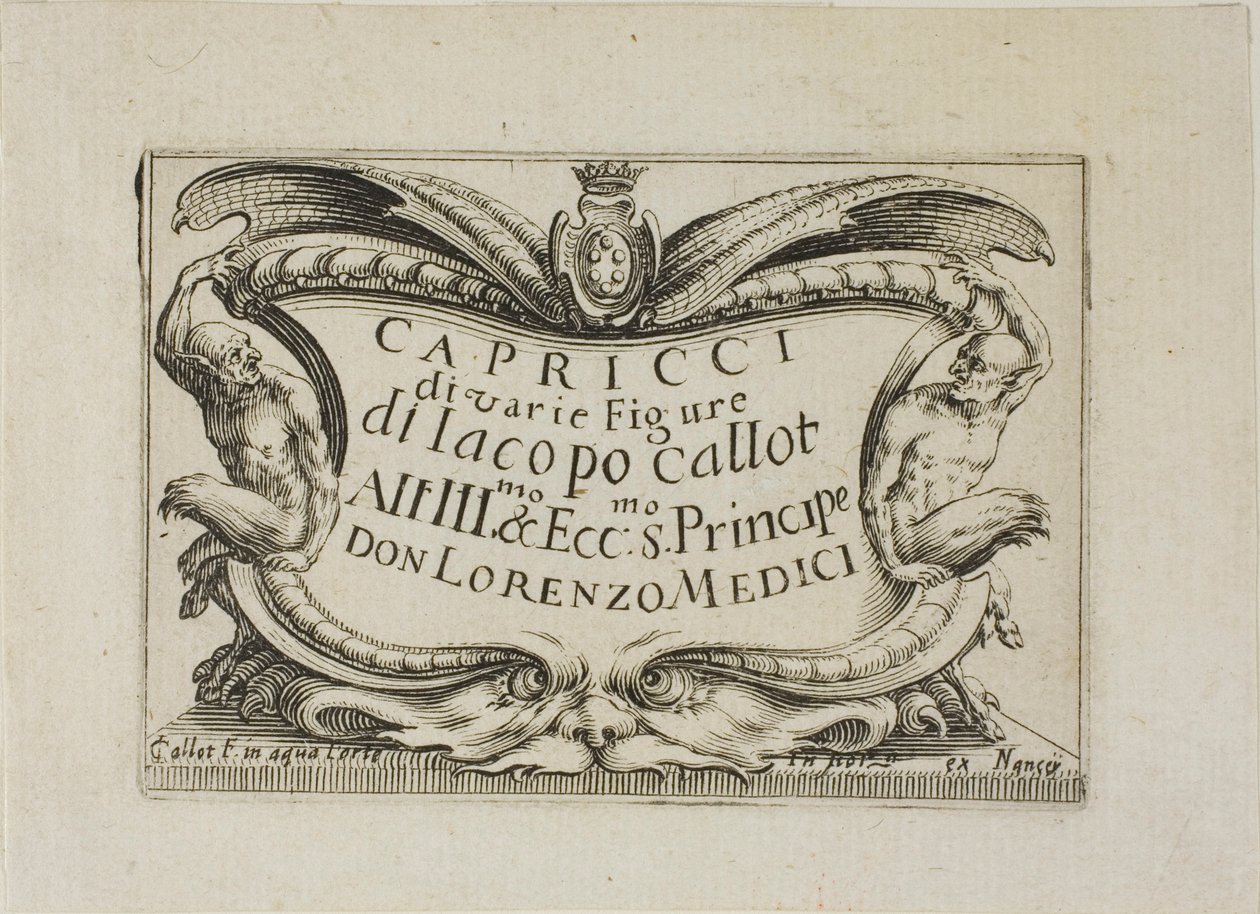 Frontispicio, de Caprichos de varias figuras (Los Caprichos) - El juego de Nancy de Jacques Callot