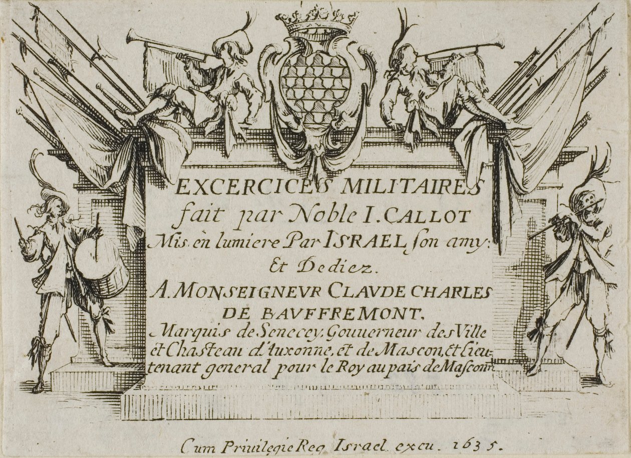 Frontispicio, de Los ejercicios militares de Jacques Callot