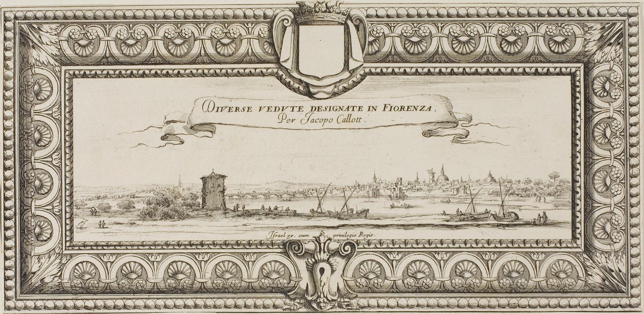 Frontispicio, de varias escenas diseñadas en Florencia de Jacques Callot