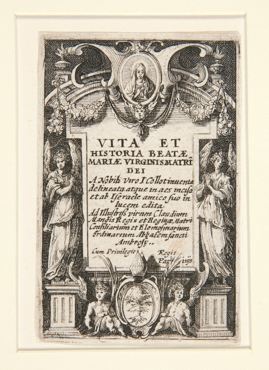 Frontispicio, núm. 1 de La vida de la Virgen de Jacques Callot