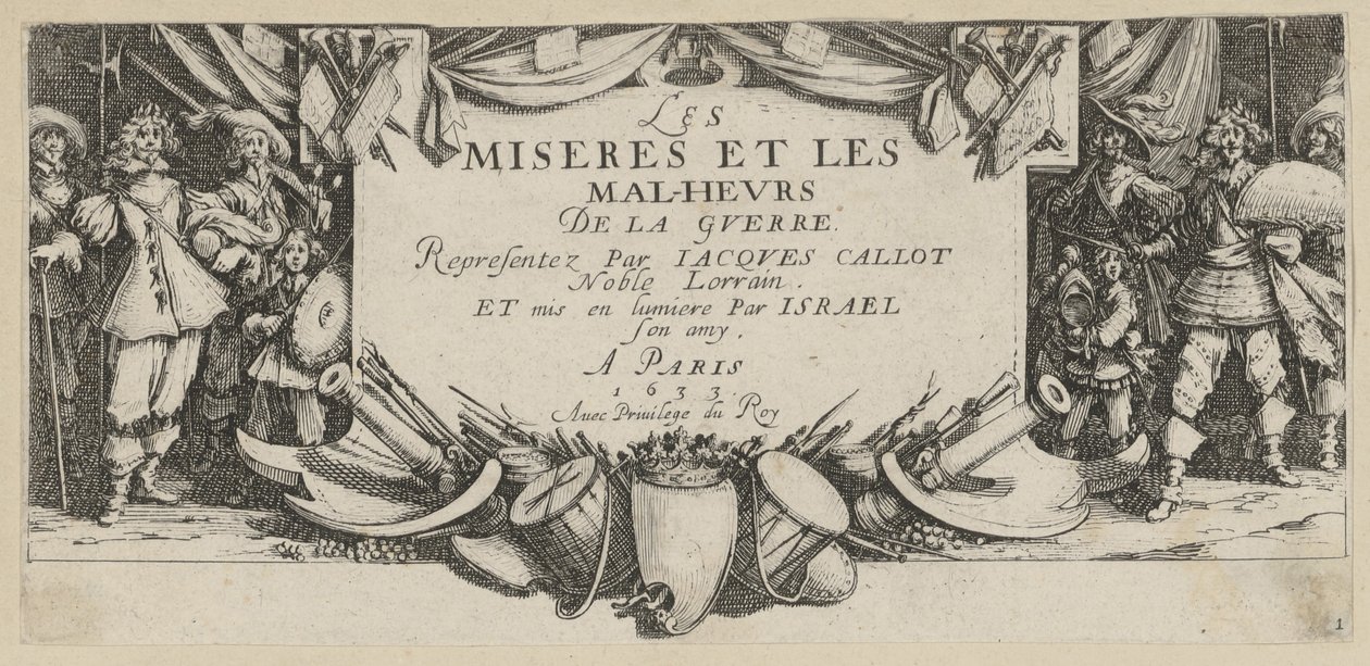 Frontispicio, lámina 1 de la serie «Los horrores de la guerra» de Jacques Callot