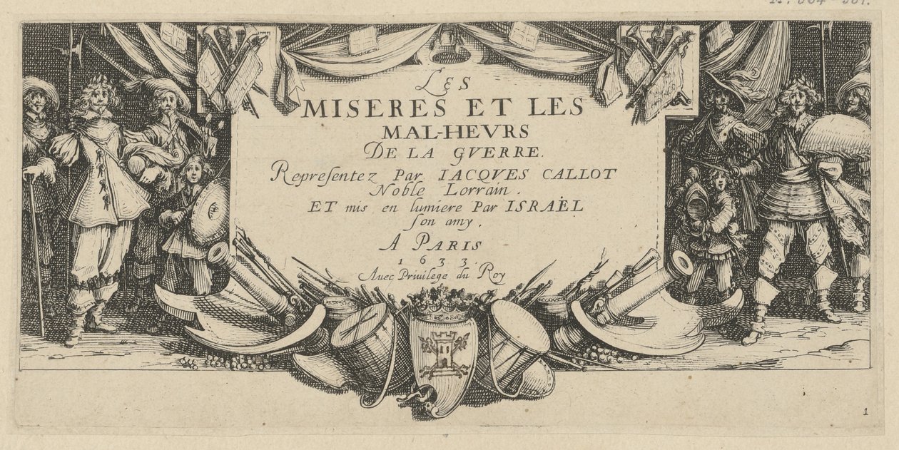 Frontispicio, lámina 1 de la serie «Los horrores de la guerra» de Jacques Callot