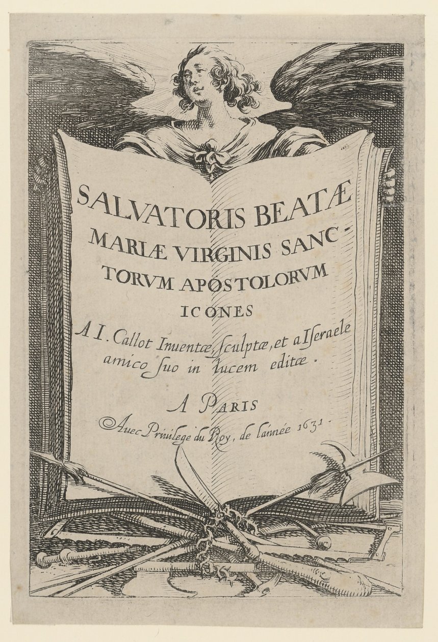 Frontispicio, lámina 1 de la serie «Jesús, los doce apóstoles y María» de Jacques Callot