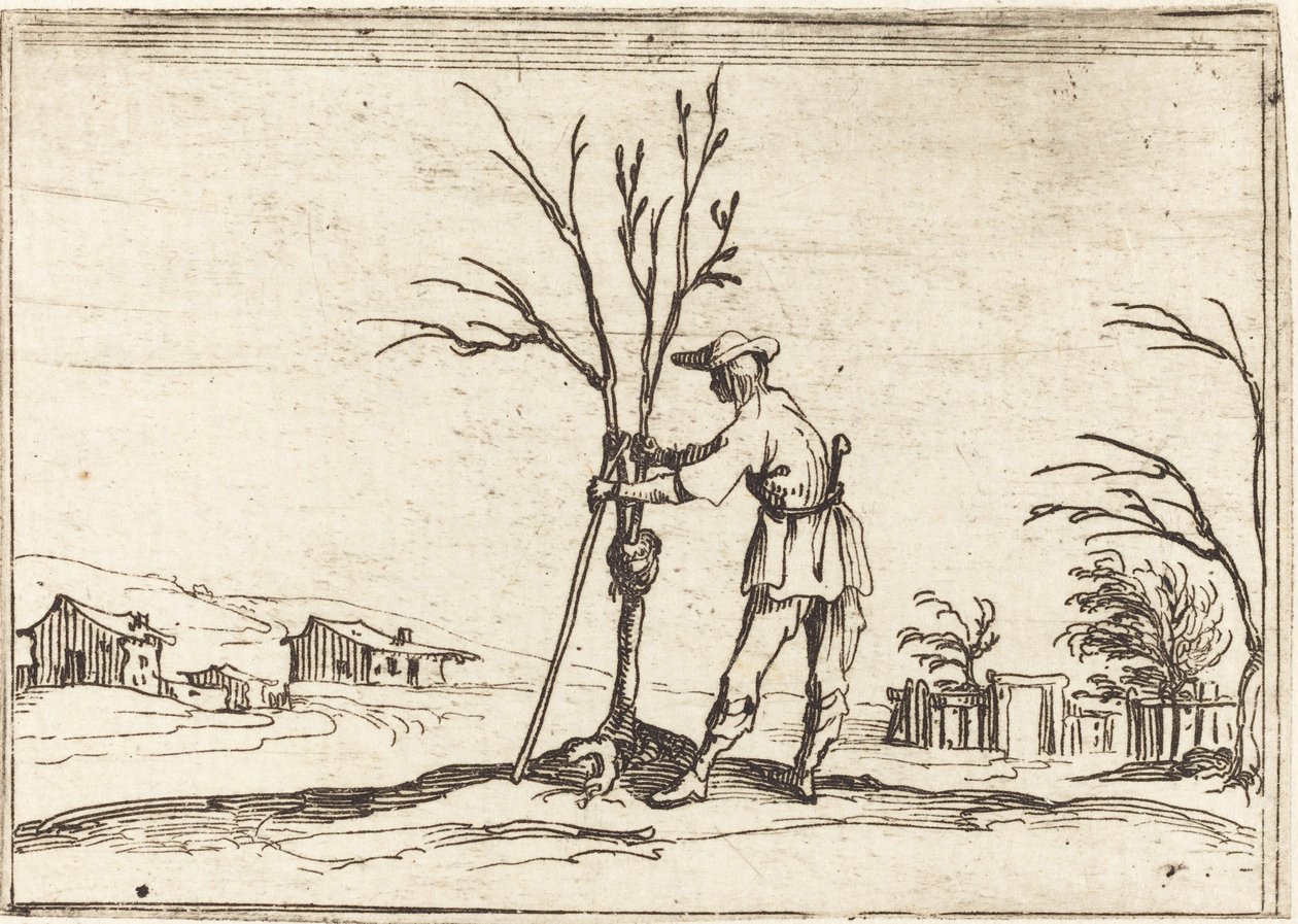 Jardinero podando un árbol de Jacques Callot