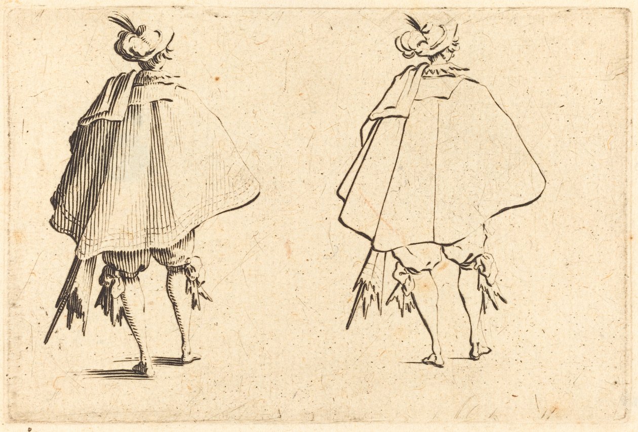 Caballero con gran manto, visto desde atrás de Jacques Callot