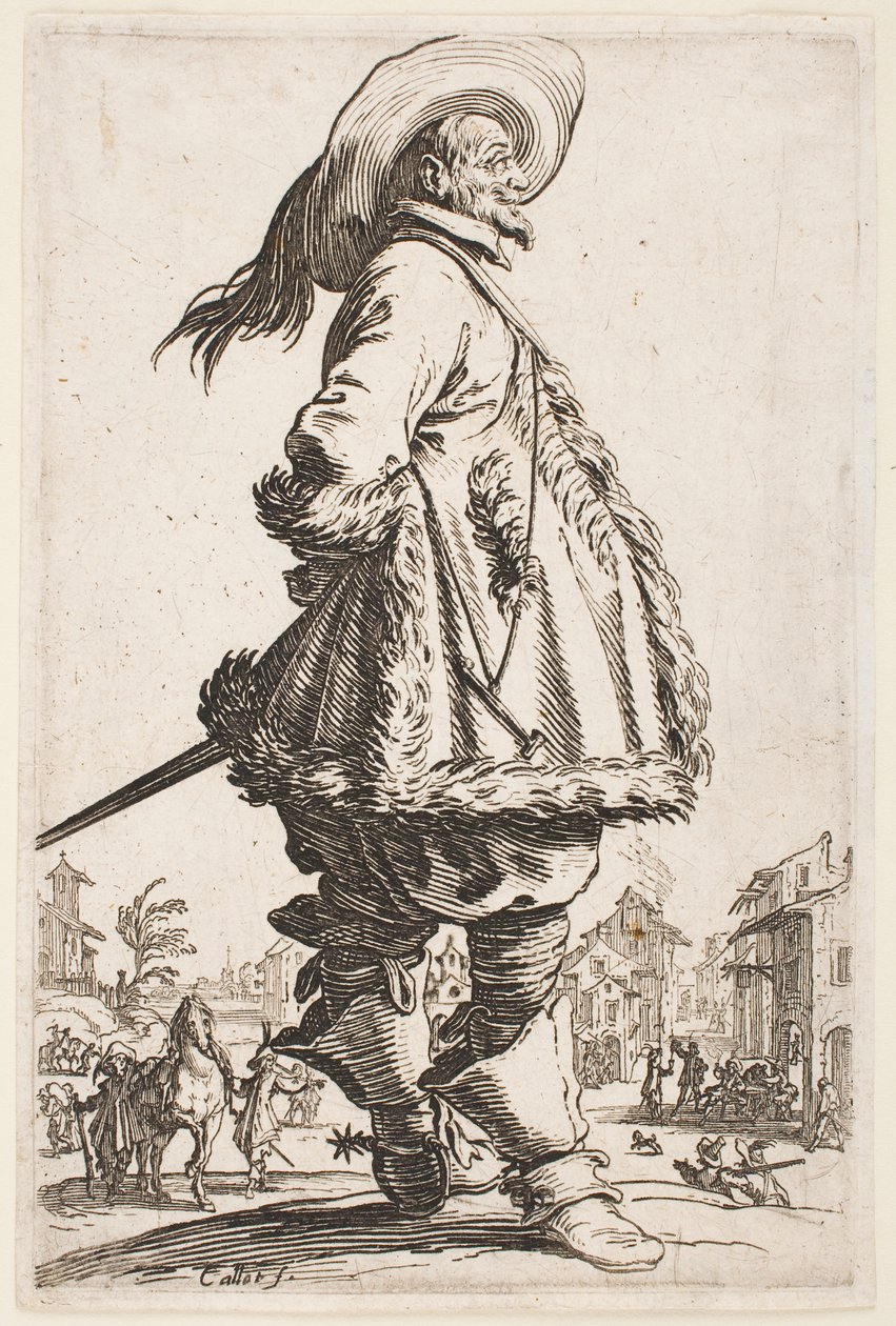 Caballero con abrigo de piel, de la serie “La nobleza de Lorena” de Jacques Callot