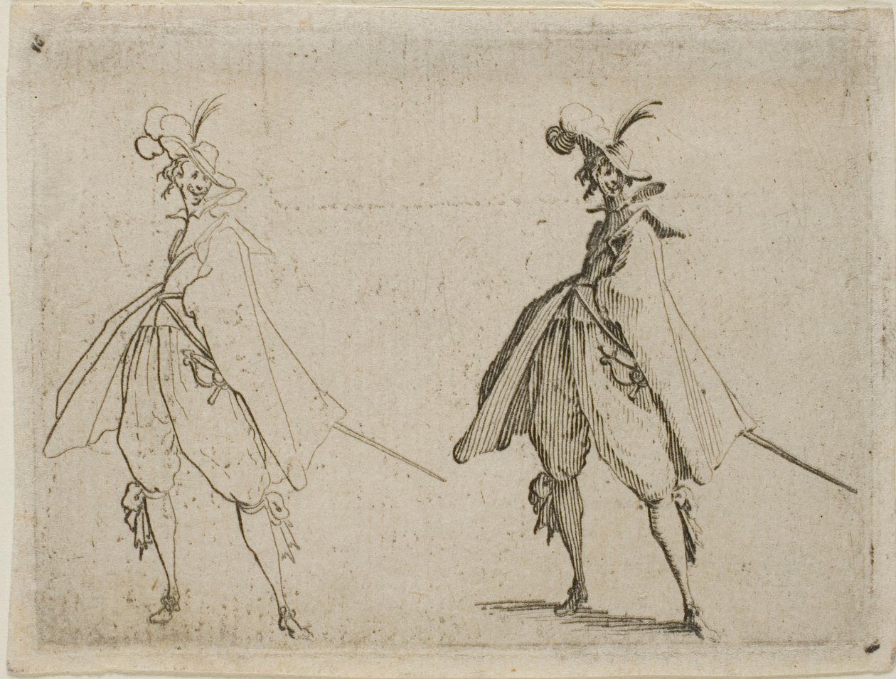Caballero con gran capa, visto de frente, de Los Caprichos de Jacques Callot