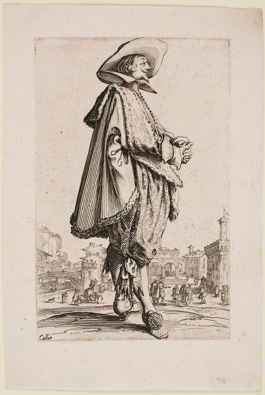 Caballero con las manos juntas, de la serie “La nobleza de Lorena” de Jacques Callot