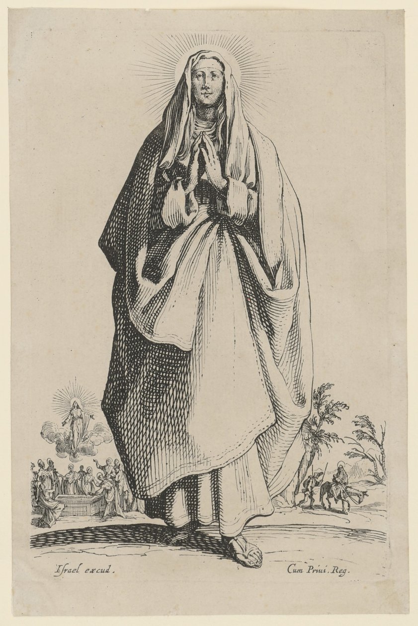 Santa Virgen María, lámina n.º 3 de la serie «Jesús, los doce apóstoles y María» de Jacques Callot