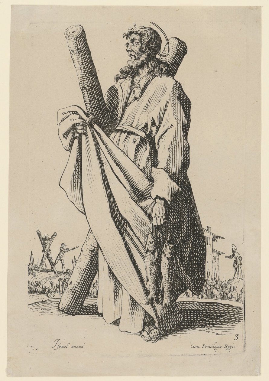 San Andrés, lámina 6 de la serie «Jesús, los doce apóstoles y María» de Jacques Callot