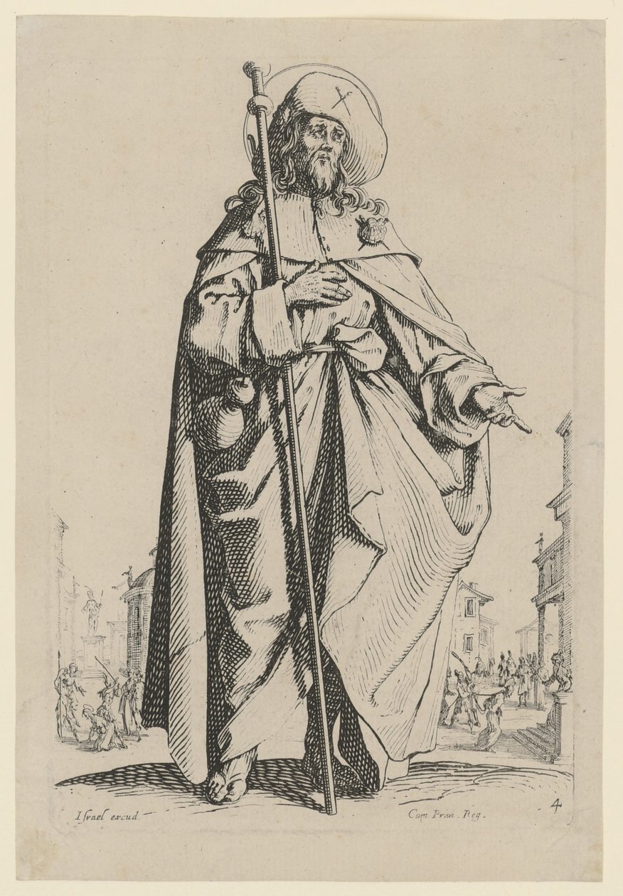 San Santiago el Mayor, lámina 7 de la serie «Jesús, los doce apóstoles y María» de Jacques Callot