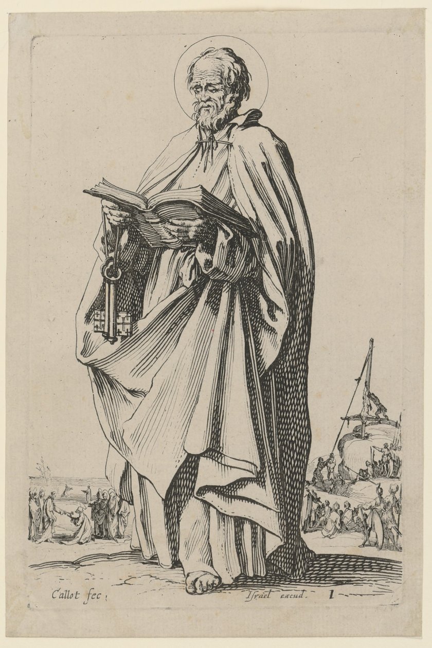 San Pedro, lámina 4 de la serie «Jesús, los doce apóstoles y María» de Jacques Callot
