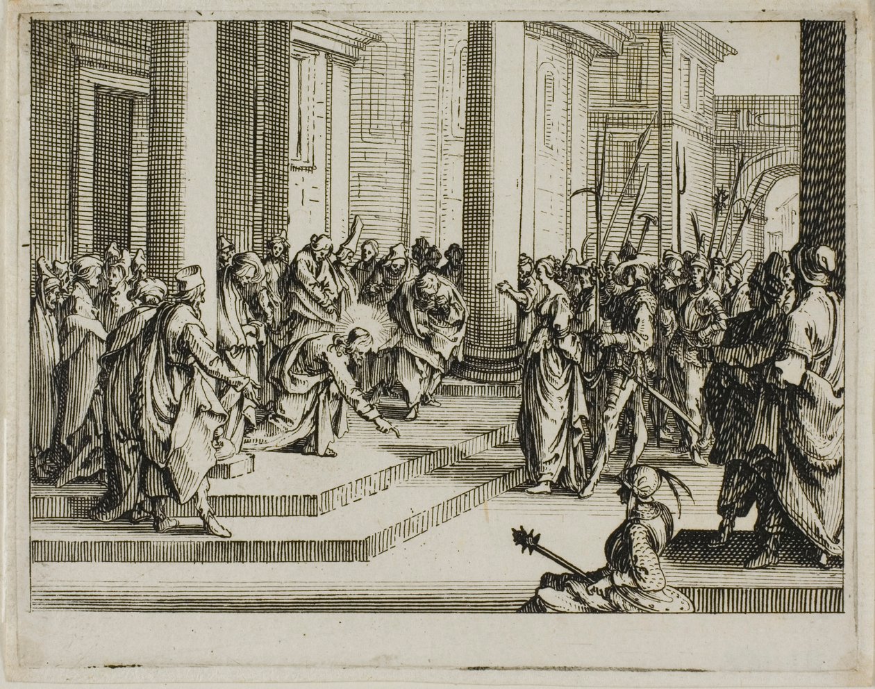 Jesús y la mujer adúltera, del Nuevo Testamento de Jacques Callot