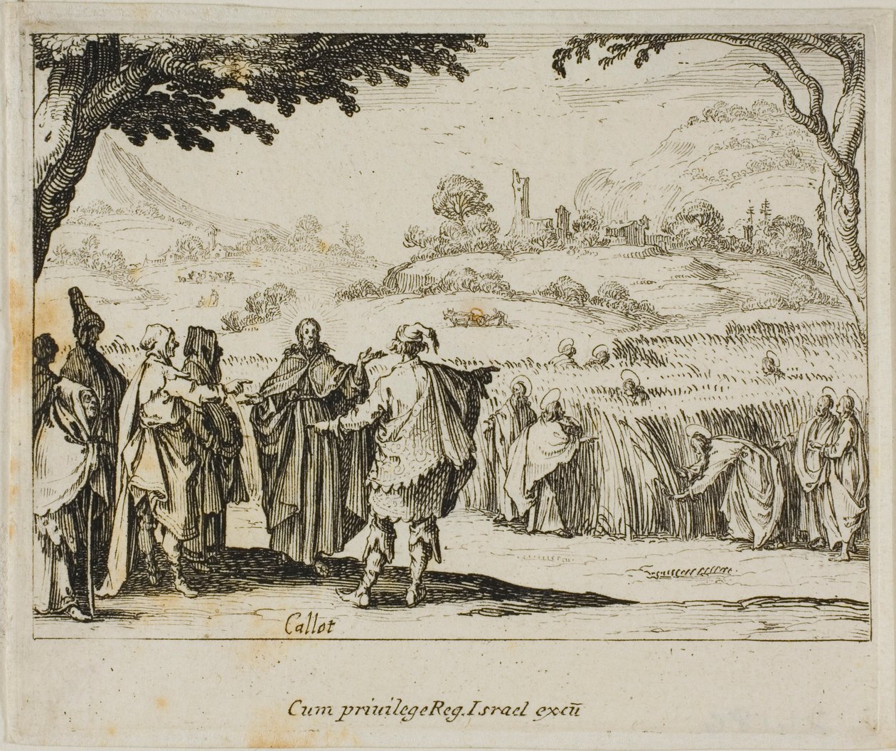 Jesús con los fariseos, del Nuevo Testamento de Jacques Callot
