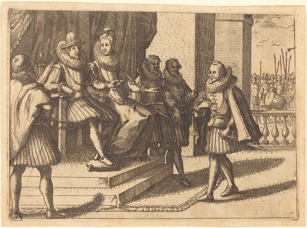 Rey y reina en consulta sobre los turcos, 1612 de Jacques Callot