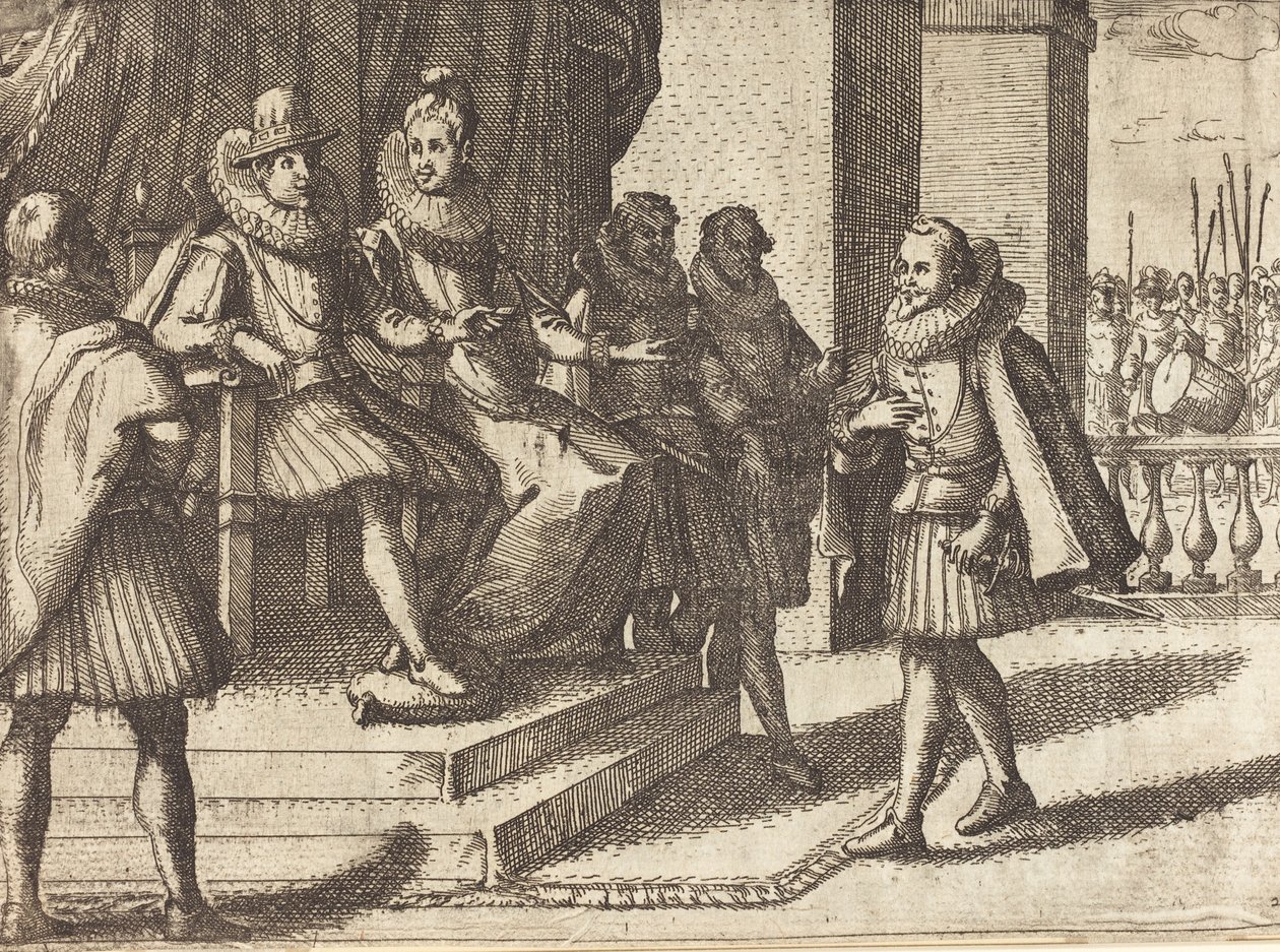 Rey y reina en consulta sobre los turcos, 1612 de Jacques Callot