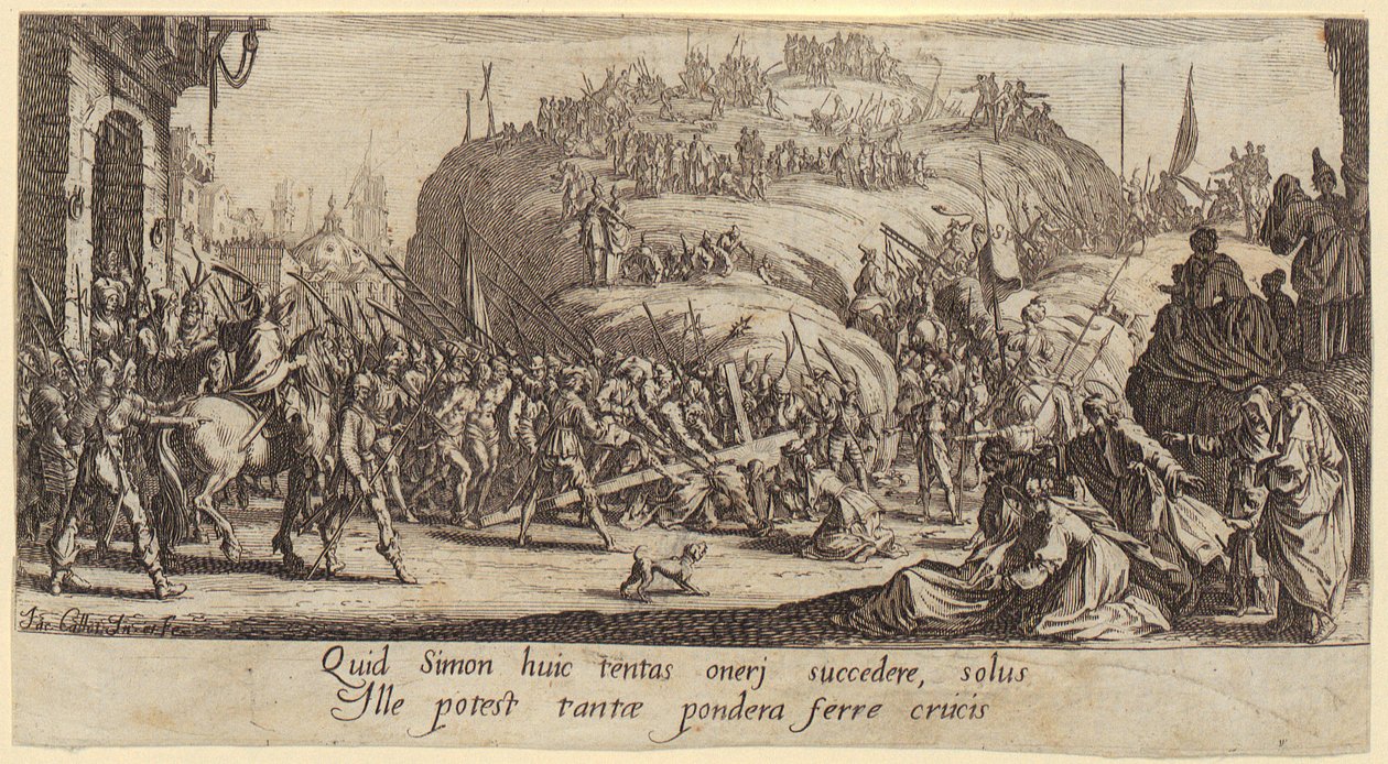 El camino del Calvario, lámina 6 de la serie «La Gran Pasión» de Jacques Callot
