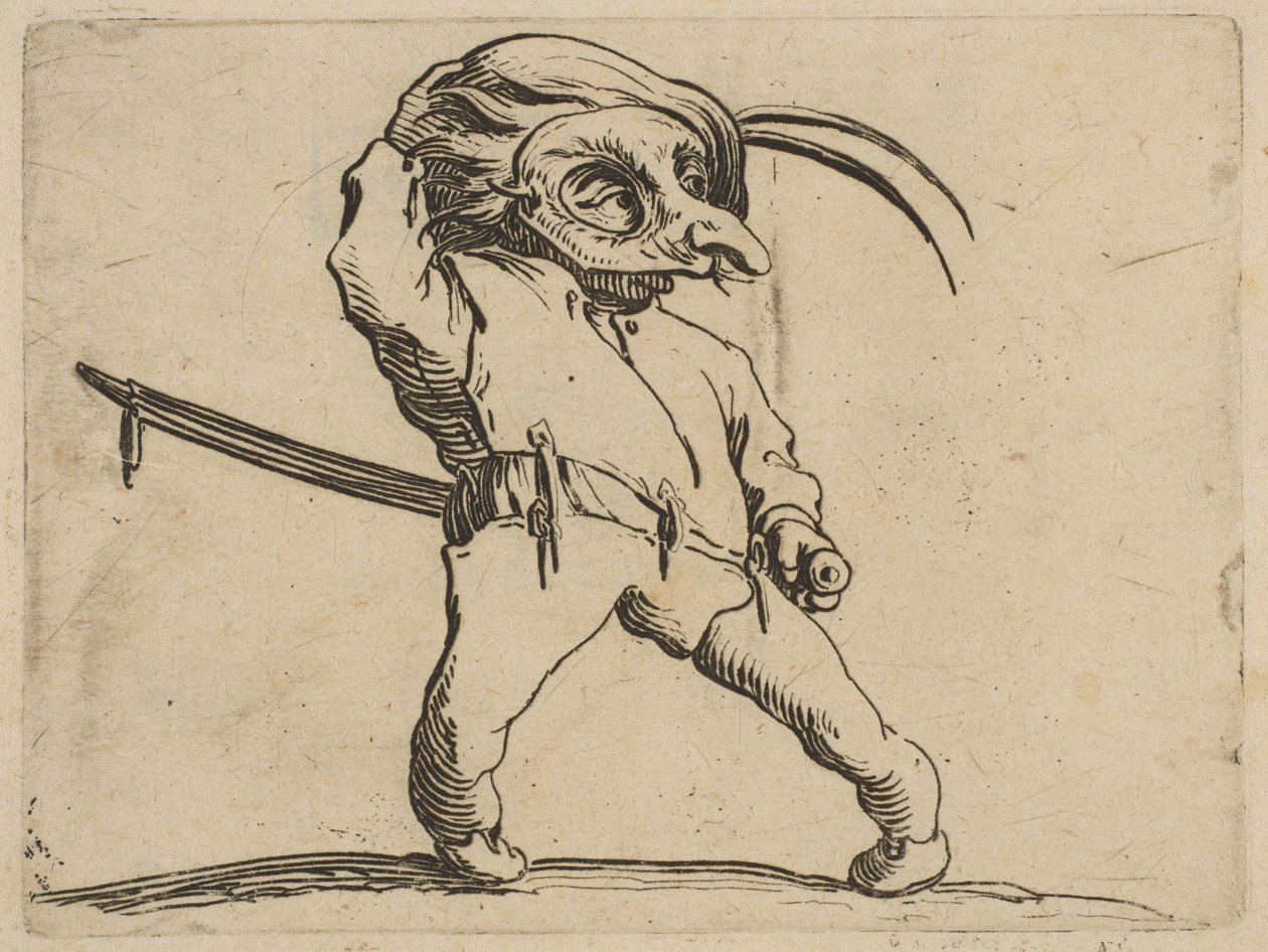 El hombre enmascarado con piernas torcidas, de Varie Figure, 1616-22 de Jacques Callot