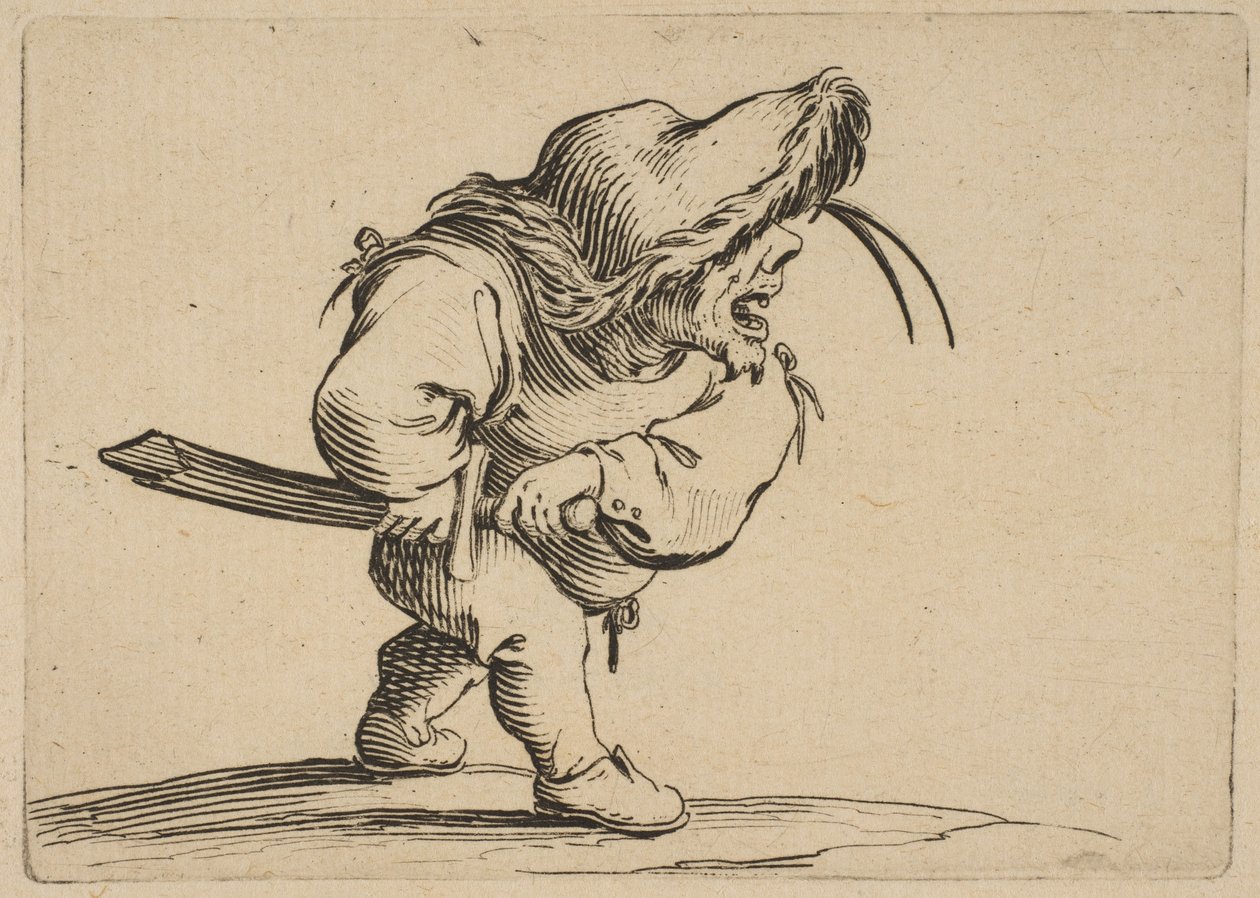 El hombre preparándose para sacar su espada, de Varie Fig de Jacques Callot