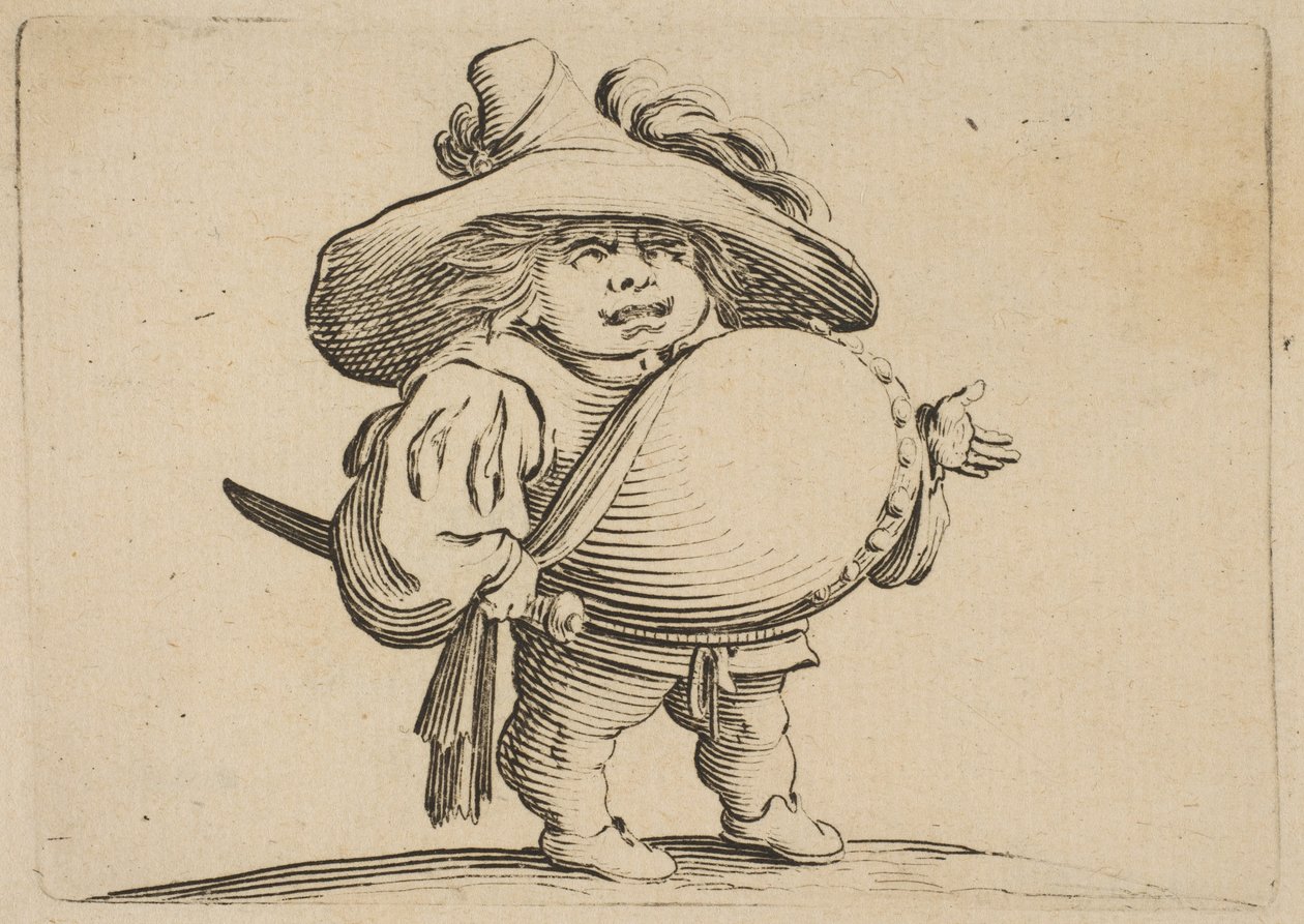 Hombre con gran barriga decorada, 1616-22 de Jacques Callot