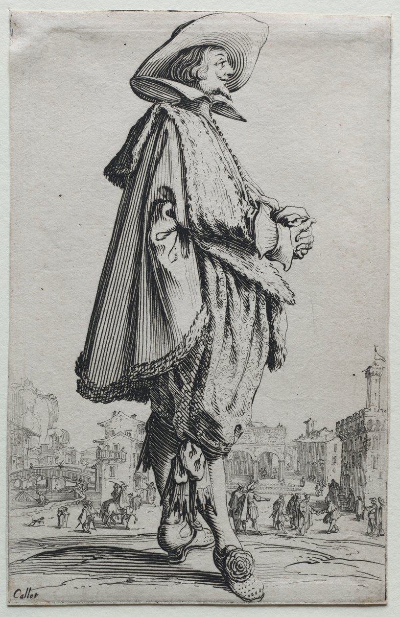 La Noblesse: Gentleman Standing in Profile with Clasped Hands de Jacques Callot