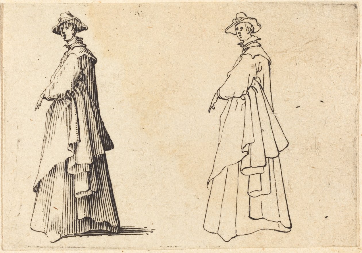 Dama con un gran abrigo de Jacques Callot