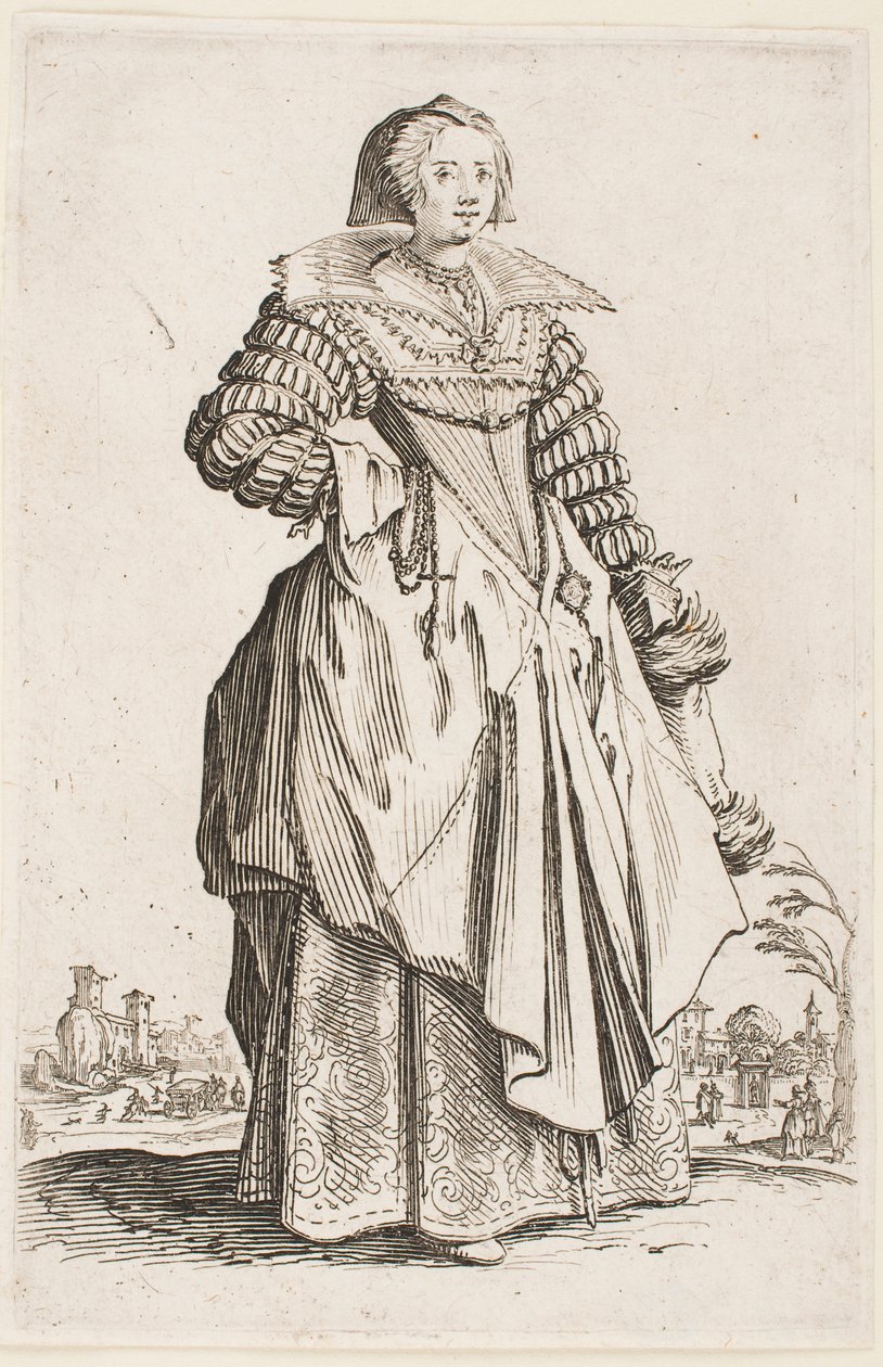 Dama de cuello ancho, de la serie “La nobleza de Lorena” de Jacques Callot