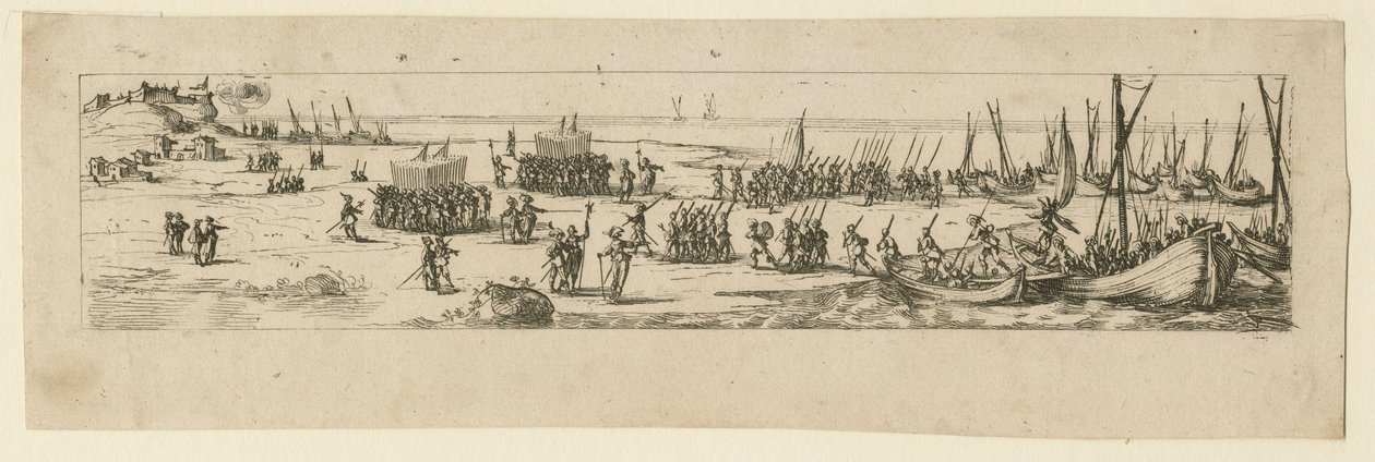 Desembarco de tropas en el sitio de La Rochelle, 1630 de Jacques Callot