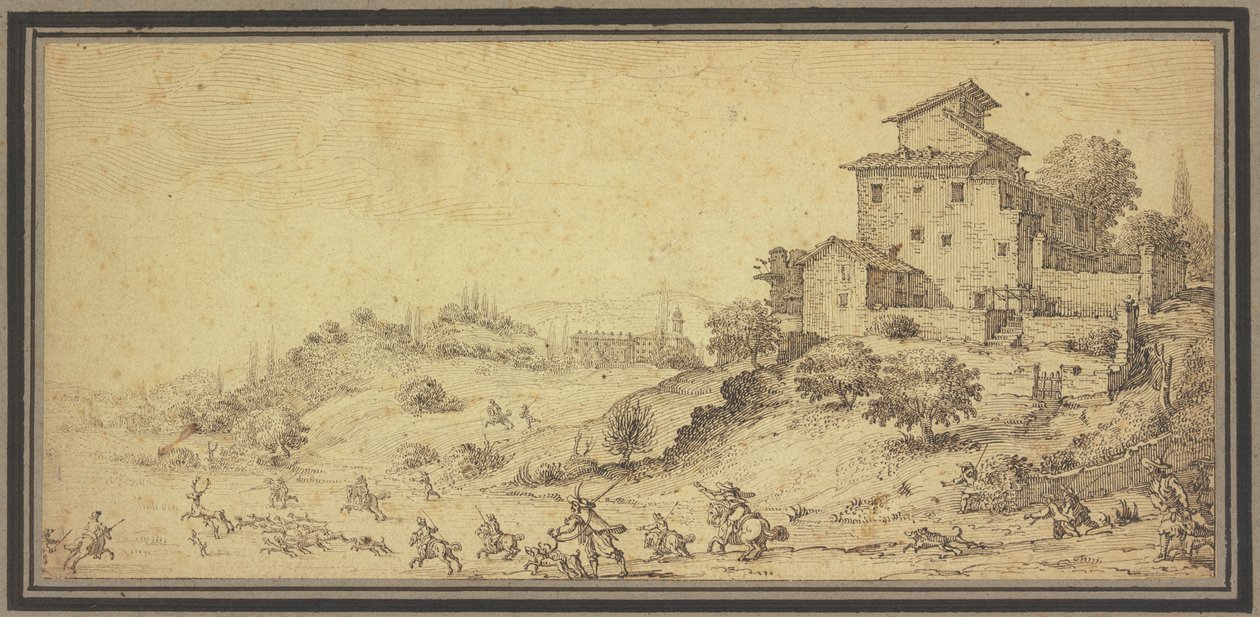 Paisaje con caza del ciervo de Jacques Callot