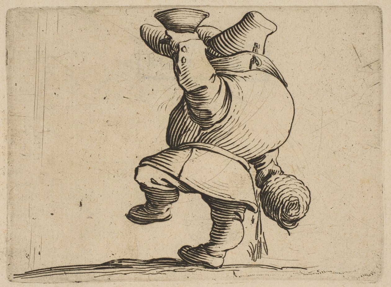 El Bebedor visto desde atrás, de Varie Figure Gobbi, suite llamada..., 1616-22 de Jacques Callot