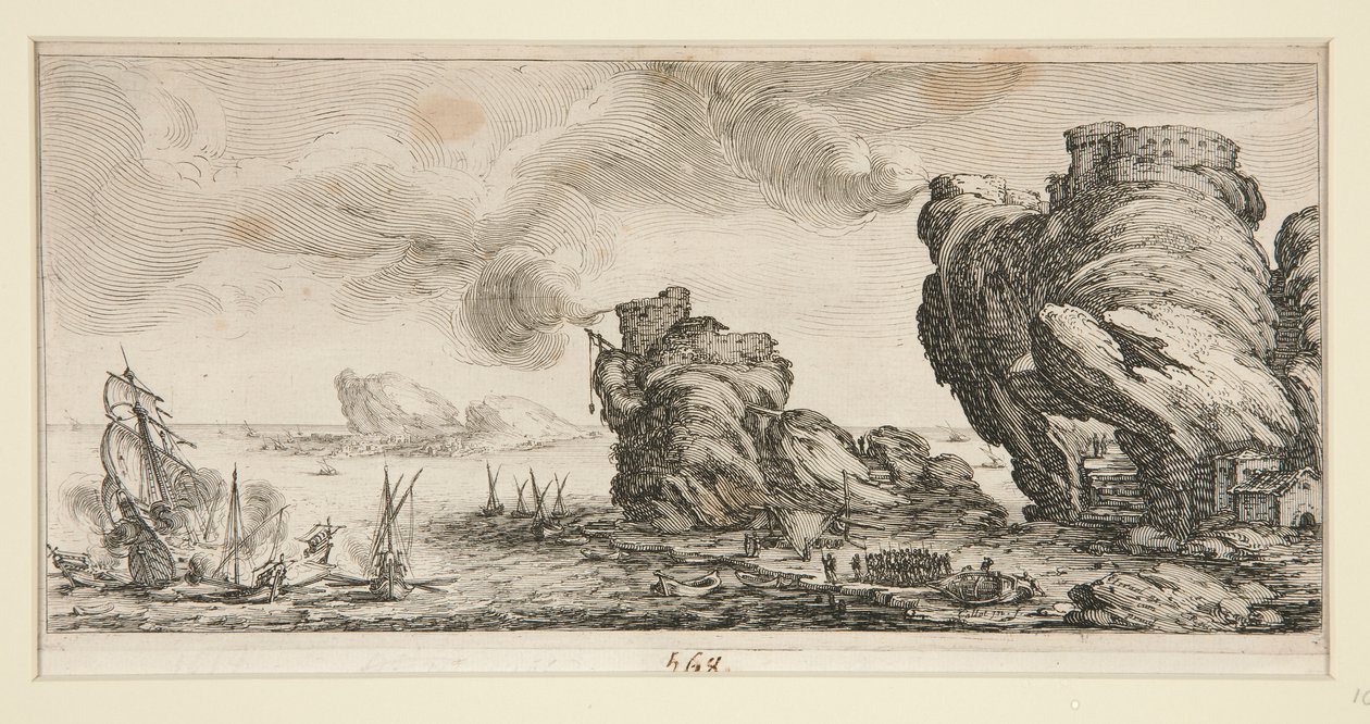 Le combat naval (Batalla naval), de Paisajes para Giovanni de Medici de Jacques Callot