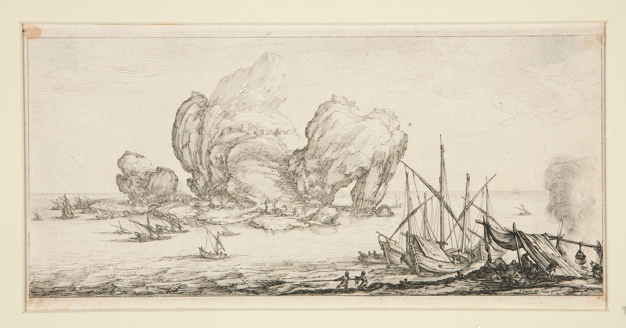 Le grand rocher (La gran roca), de Paisajes para Giovanni de Medici de Jacques Callot
