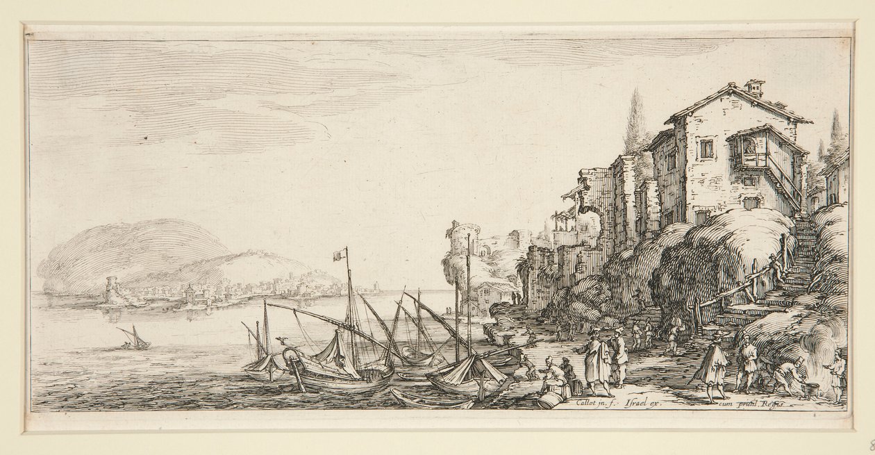 Le petit port (El pequeño puerto), de Paisajes para Giovanni de Medici de Jacques Callot
