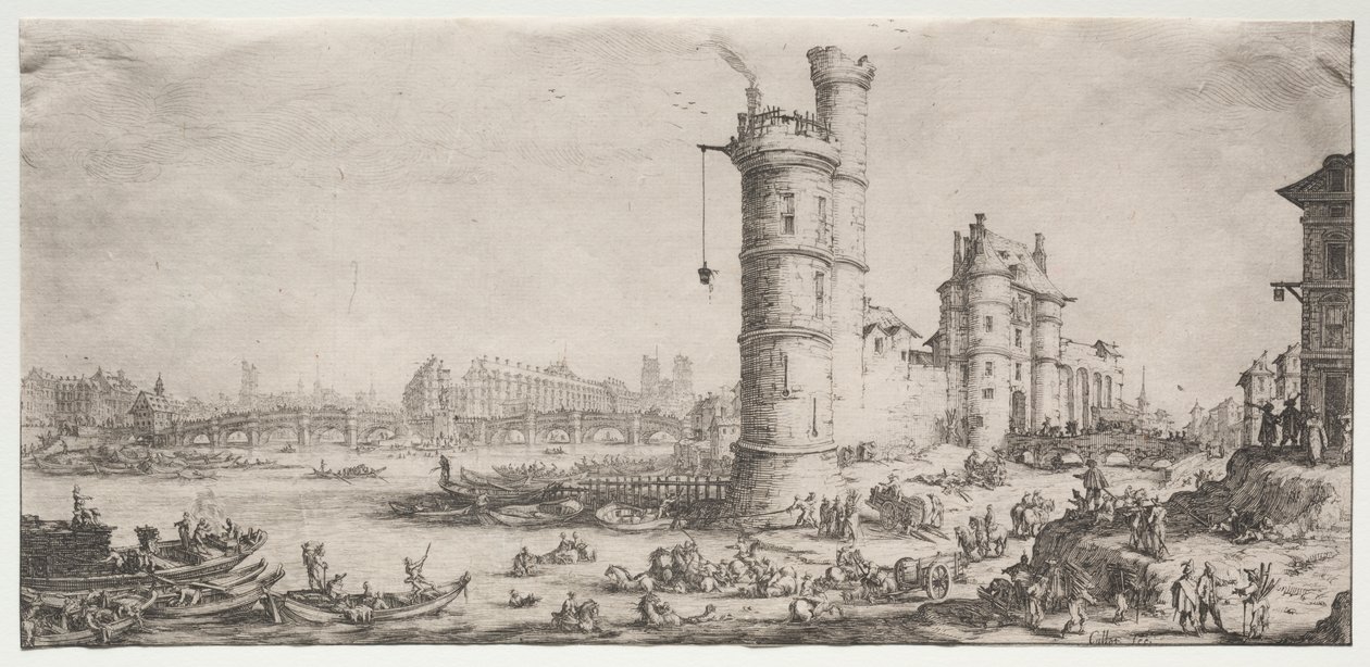 Les deux grandes vues de Paris: Vue du Pont Neuf de Jacques Callot