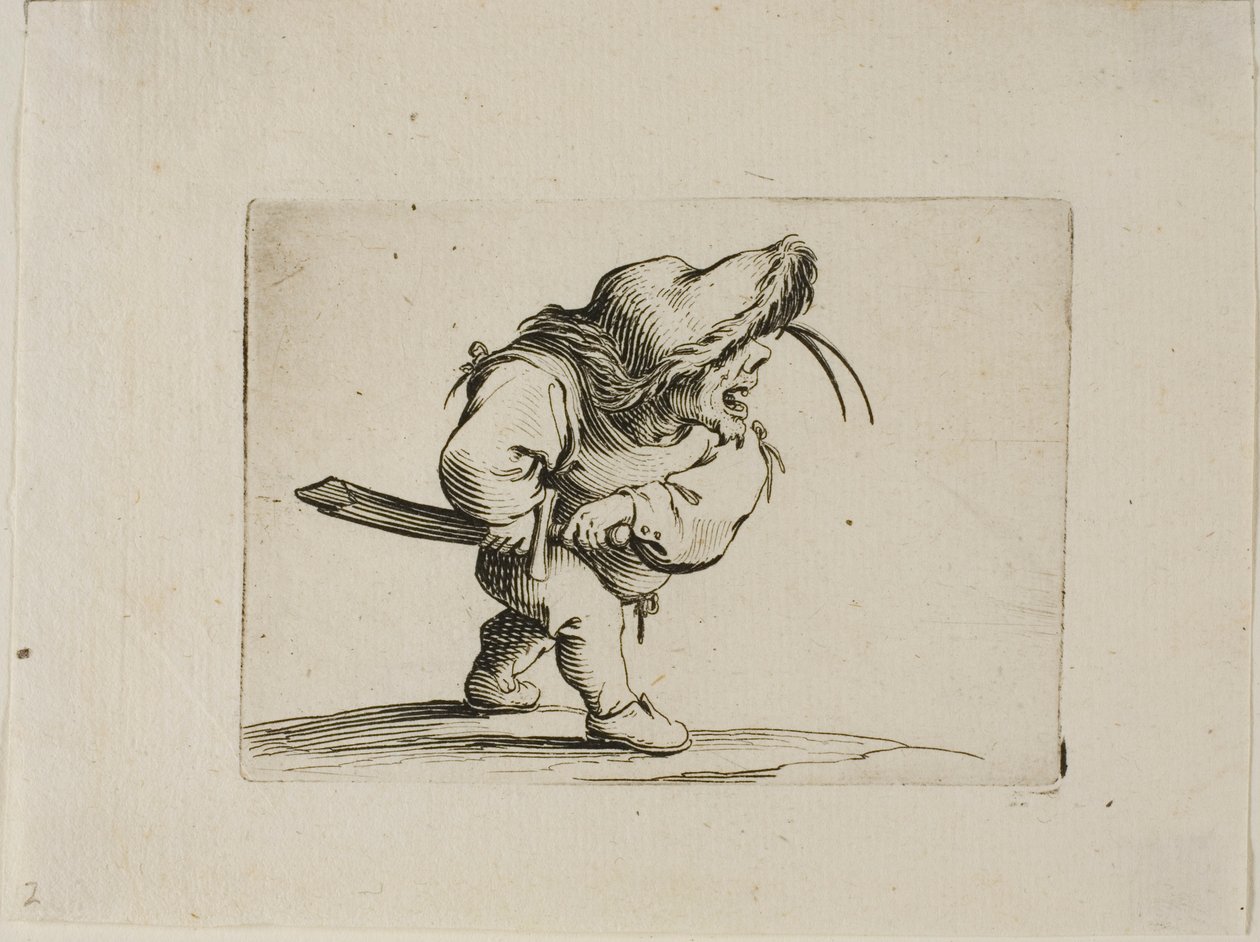 Hombre preparándose para desenvainar su espada, de Varie Figure Gobbi de Jacques Callot