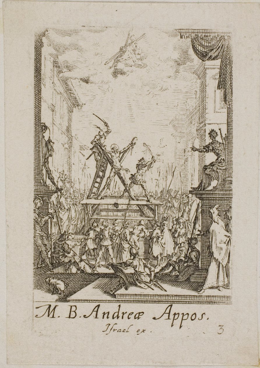 Martirio de San Andrés, lámina tres de Los martirios de los Apóstoles de Jacques Callot